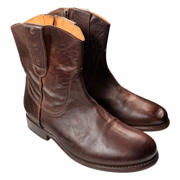 Bed Stu Men\'s Revolution Cowboy Western Boots with Side Zippers In Teak Size 9.5 main image 6